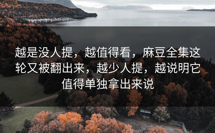 越是没人提，越值得看，麻豆全集这轮又被翻出来，越少人提，越说明它值得单独拿出来说