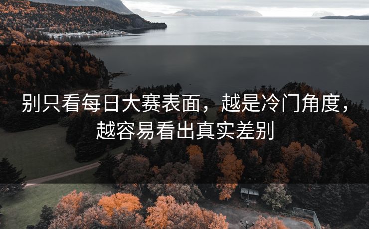 别只看每日大赛表面，越是冷门角度，越容易看出真实差别