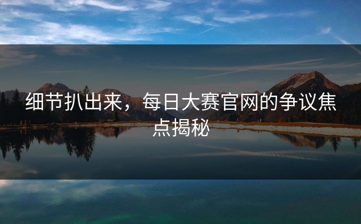 细节扒出来，每日大赛官网的争议焦点揭秘