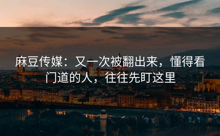 麻豆传媒：又一次被翻出来，懂得看门道的人，往往先盯这里